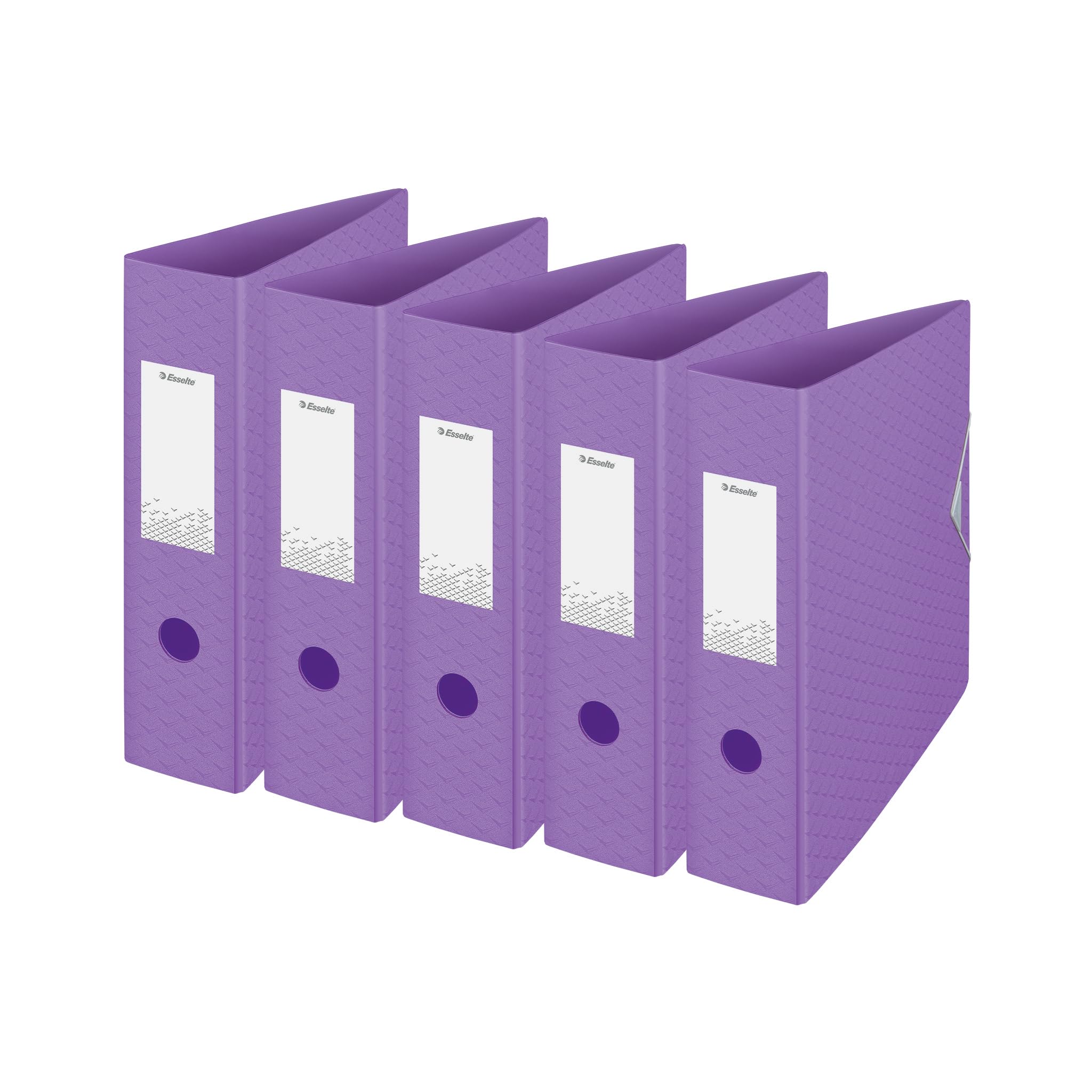 Esselte A4-Ordner, 5er Pack, 500 Blatt Kapazität, 82 mm Rückenbreite, leichtgewichtiger A4-Ordner für Zuhause/Büro, zur Schreibtischorganisation, Colour'Breeze Serie, Lavendel, 628428