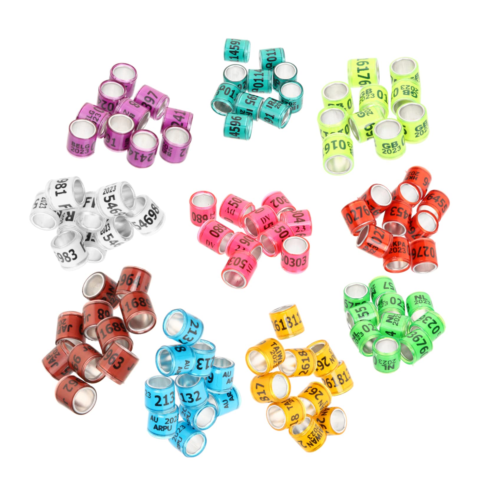 VANZACK 400pezzi per Piccioni Fasce Identificative per Pollame Facili Applicare e Rimuovere Resistente Multi-Colore Random