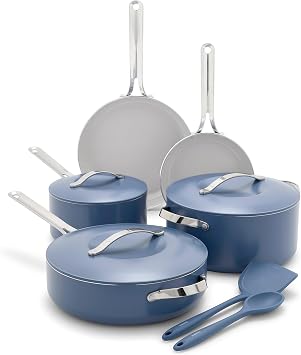 GreenPan Nova 10-Piece PFAS-Free Ceramic Nonstick Cookware Set, Ocean Blue