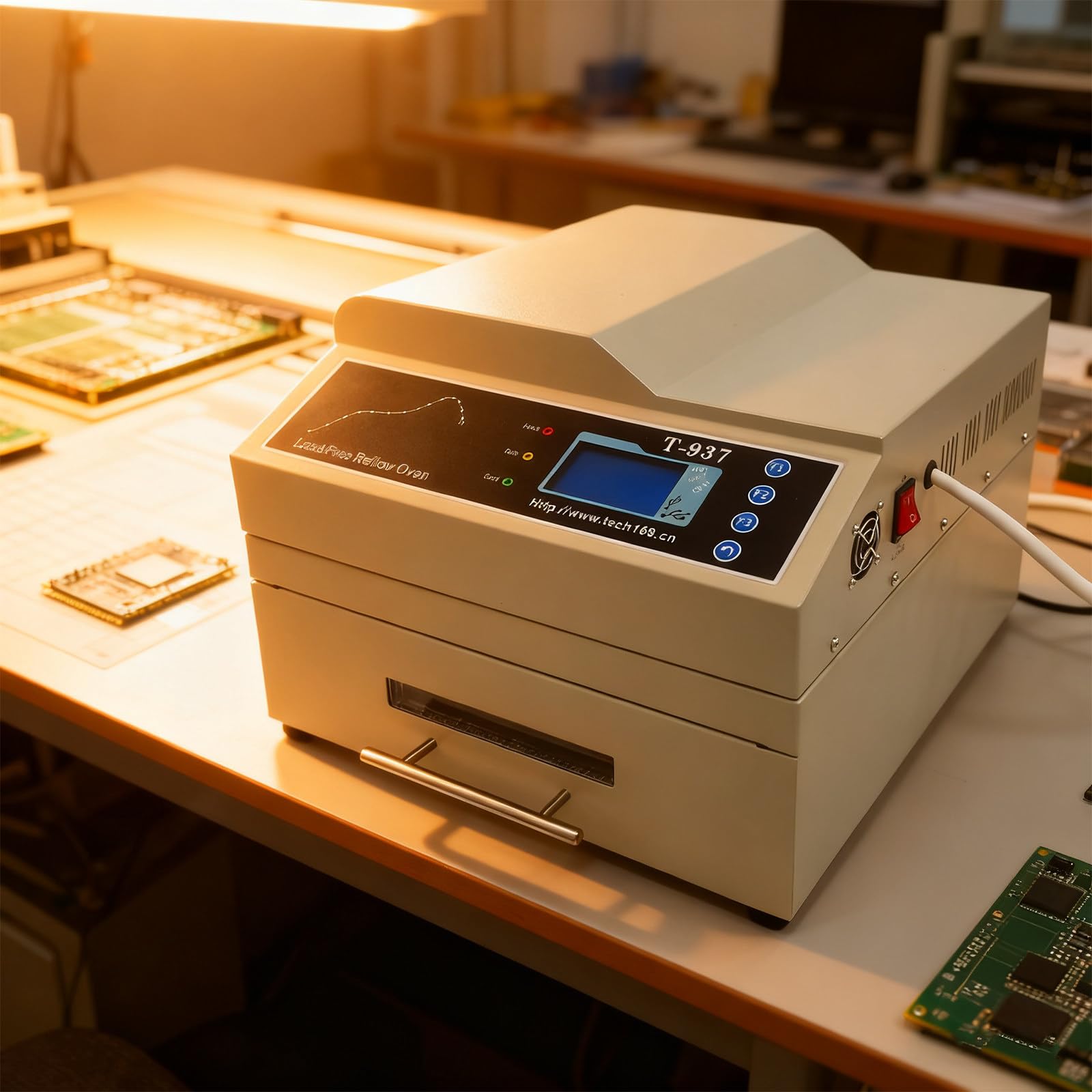 T937/T937M Automatic Reflow Soldering Machine, Reflow Oven, Micro-Computer Control, for PCB SMT Soldering Proofing T937M (T937)