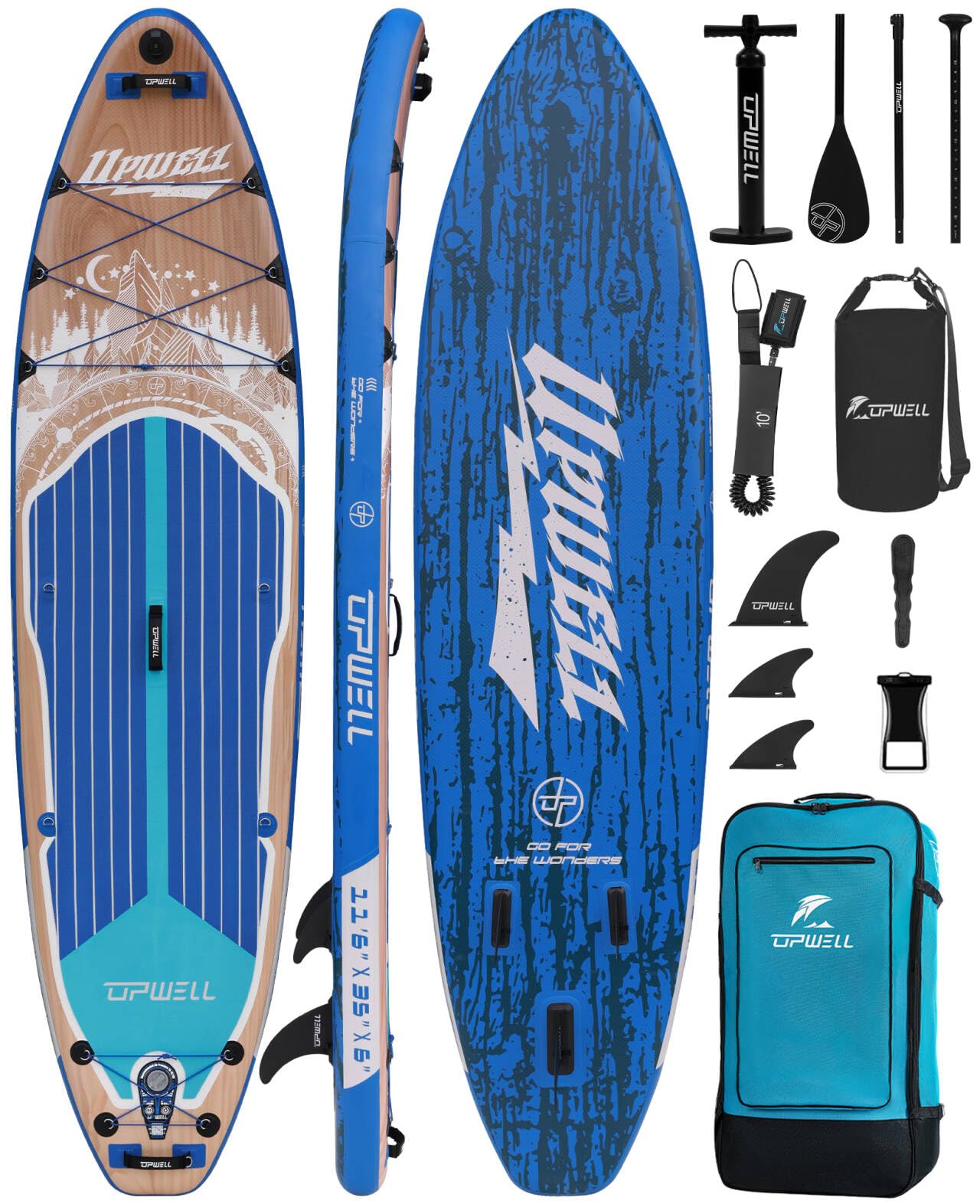 UPWELL 10'6"/11'/11'6" Inflatable Paddle Board, Stand Up Paddlboard for Youth & Adults, Stable Design, Premium SUP Accessories, Backpack, Leash, Hand