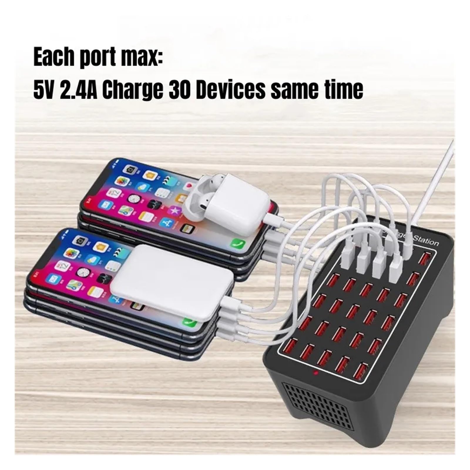 Station de Recharge USB 150W 30 Ports, Chargeur USB Universel Multi-Ports for téléphone et Tablette(P)