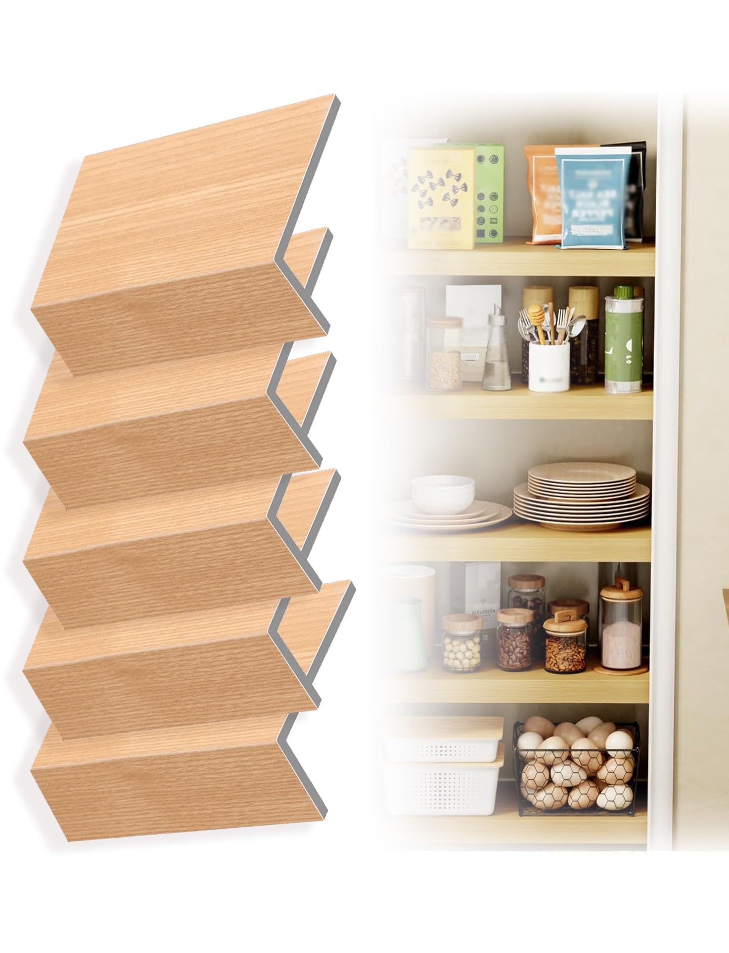 Housse étagère métallique pour cuisine et salle de bain imitation bois