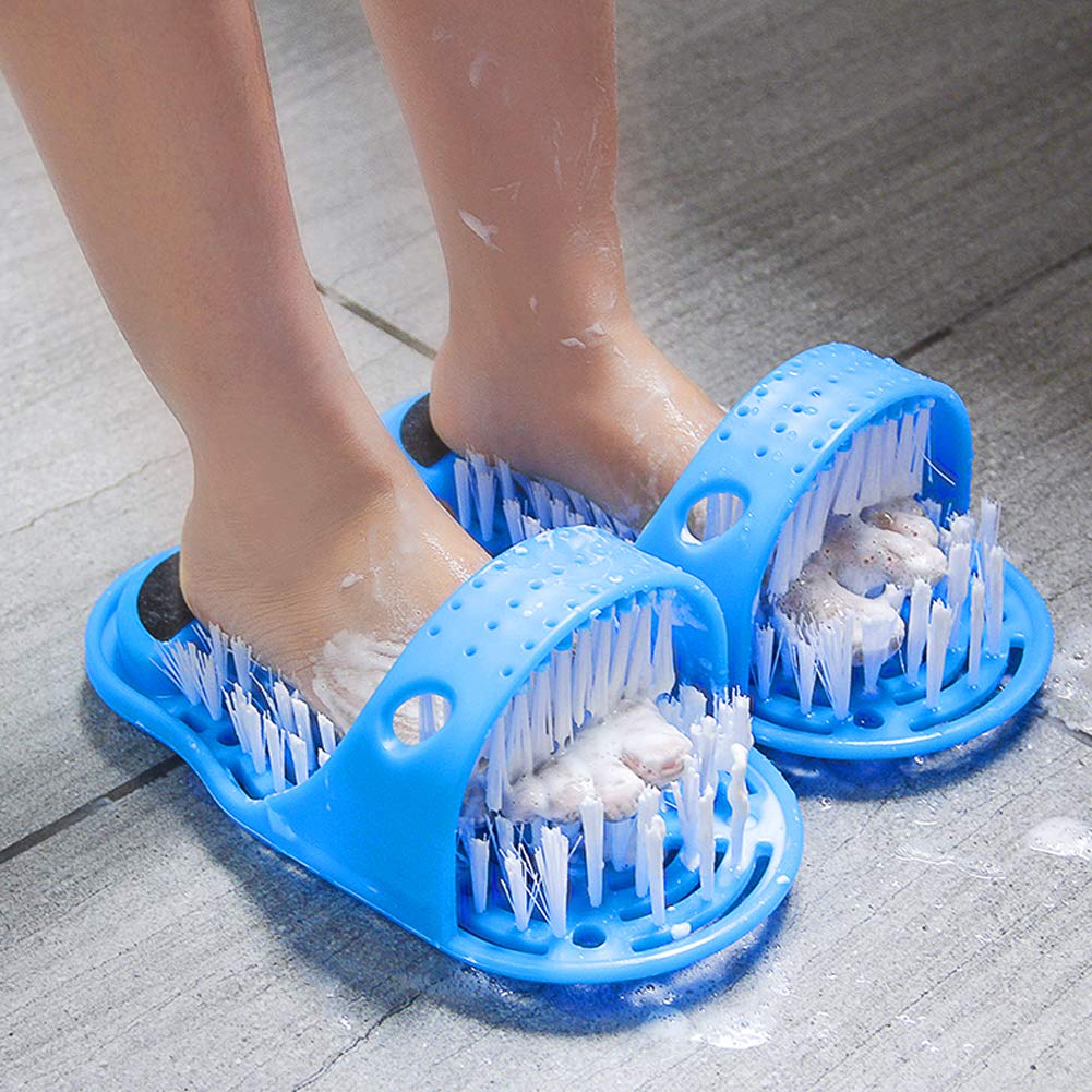 Cyrank cepillo exfoliante de ducha para pies, cerdas suaves, masajeador con ventosas, unisex