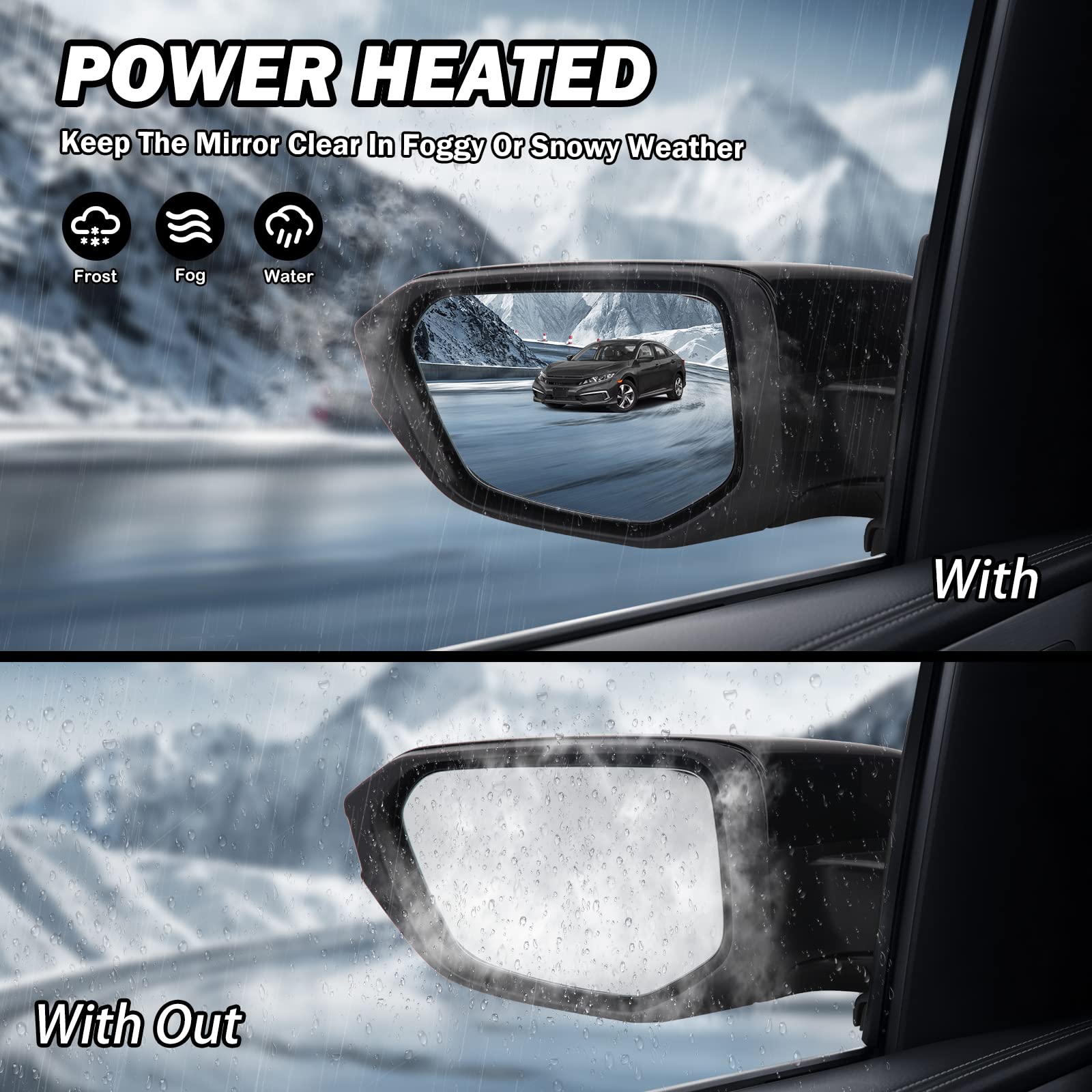 Passenger Right Side Mirror Assembly Passenger Side Mirror Assembly For 2016-2021 Honda Civic - Power Adjust, Black Power Adjust Mirror Passenger Right Side Mirror Assembly Passenger Side Mirror Assembly For 2016-2021 Honda Civic - Power Adjust, Black Power Adjust Mirror