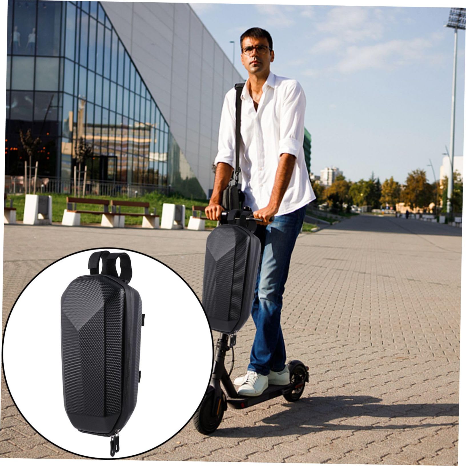 BESTonZON Autotasche Roller Lagerung Hartschalen-Lenkertasche wasserdichte Beutel Scooter-Rucksack handytasch pocksocket für Handy Bike Gadgets Fahrradtasche Fahrradlenkertasche Eva Black