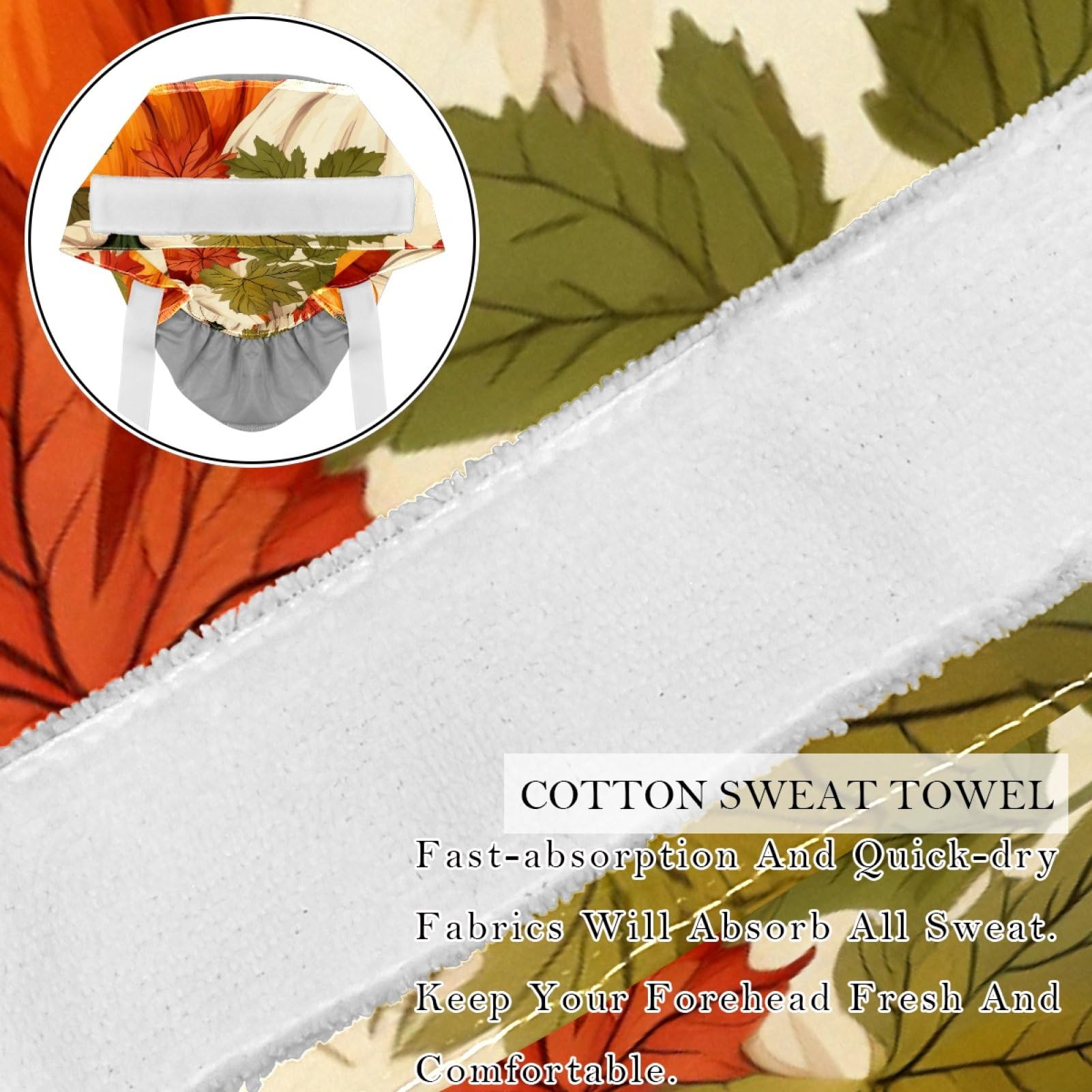 2Pcs Thanksgiving Pumpkin Leaves Z Scrub Caps Button Sweatband Adjustable Working Cap Surgical Cap Nurse Hats Women Men Multicoloured