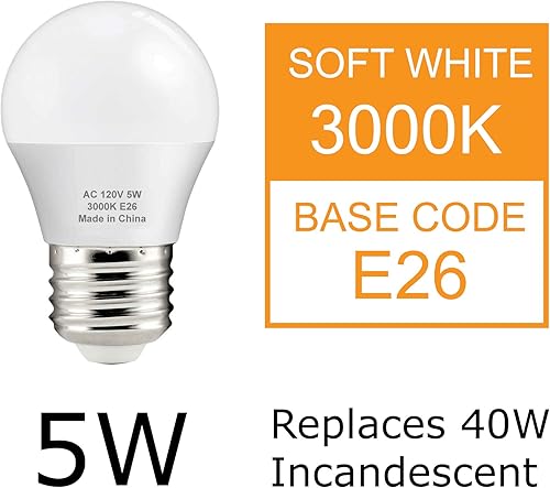 Miniatura 2 de BPC4503 - Bombillas LED de 3 W (equivalente a 25 vatios), bombillas G40, 3000 K cálidas, base E26, bombillas LED para lámparas laterales de cama,