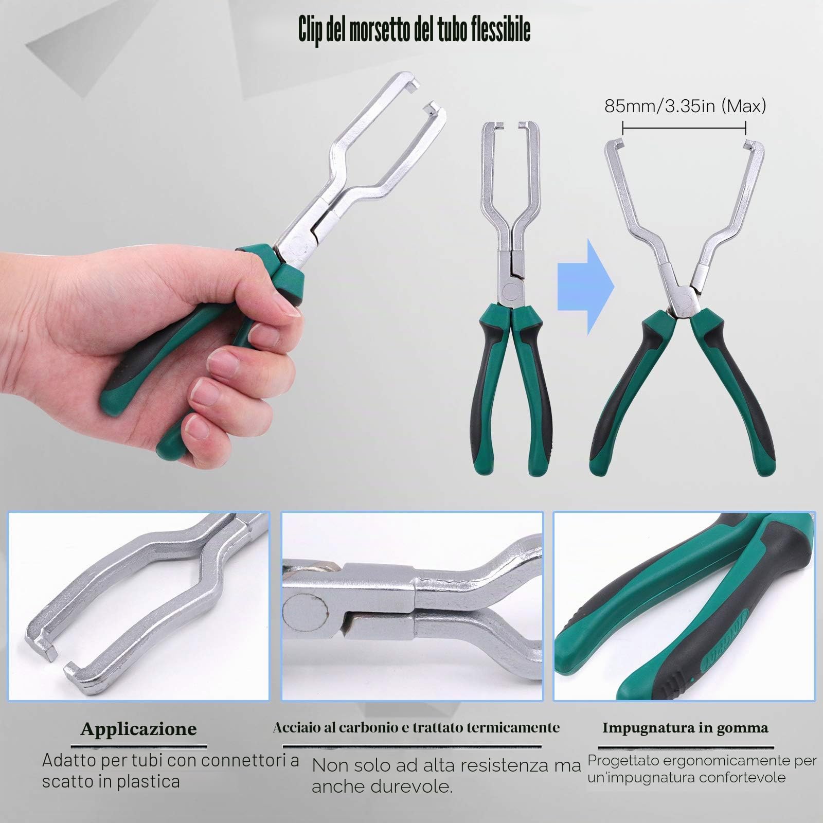 Glarks Set di 3 pliers Fuel Line Pliers da 9 pollici, con clip a clip e 80 gradi di disconnessione per auto