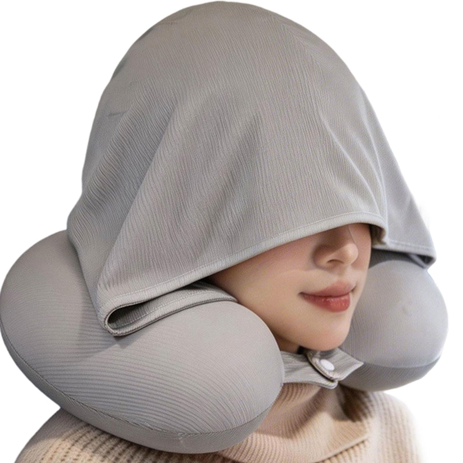 Qusinfc Memory Foam Neck Rest Pillow Ice Silk Fabric Headrest for on Plane and Trains Detachable Headrest Pillow