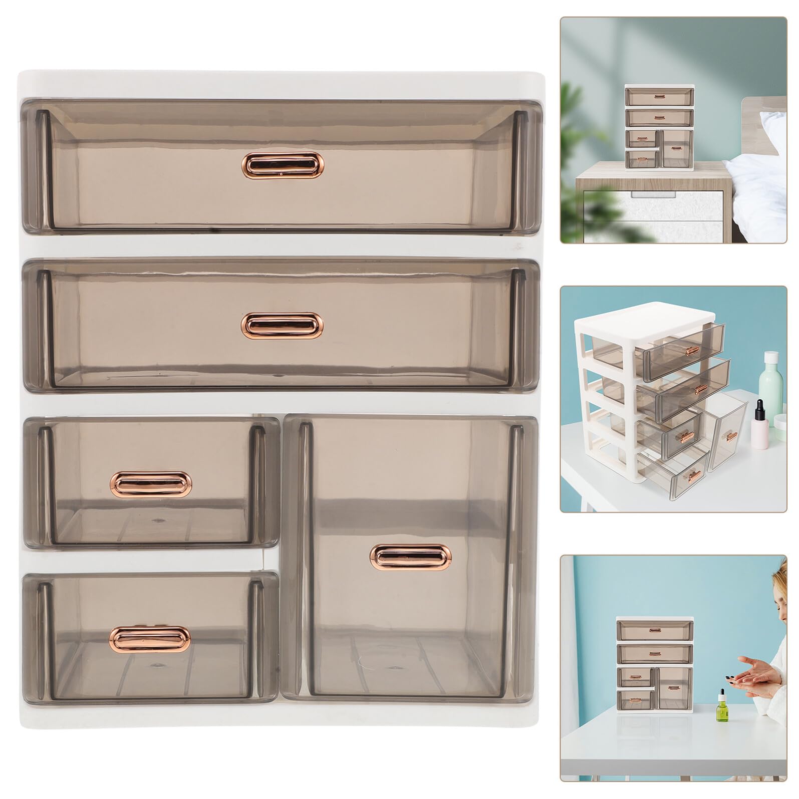 BESPORTBLE Organizzatore da Scrivania per Cosmetici e Prodotti Skincare in Plastica Pp con Cassetti Multilivello Resistente alla Deformazione, per Mobili e Tavoli da Trucco