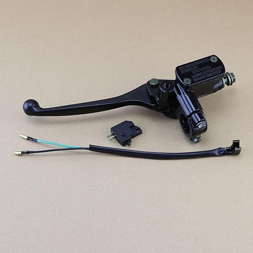 Miniatura 5 de mokuo Conjunto de cilindro maestro de freno de motocicleta del lado izquierdo con palanca de freno, agujero de espejo de 0.315 in, manillar de 78