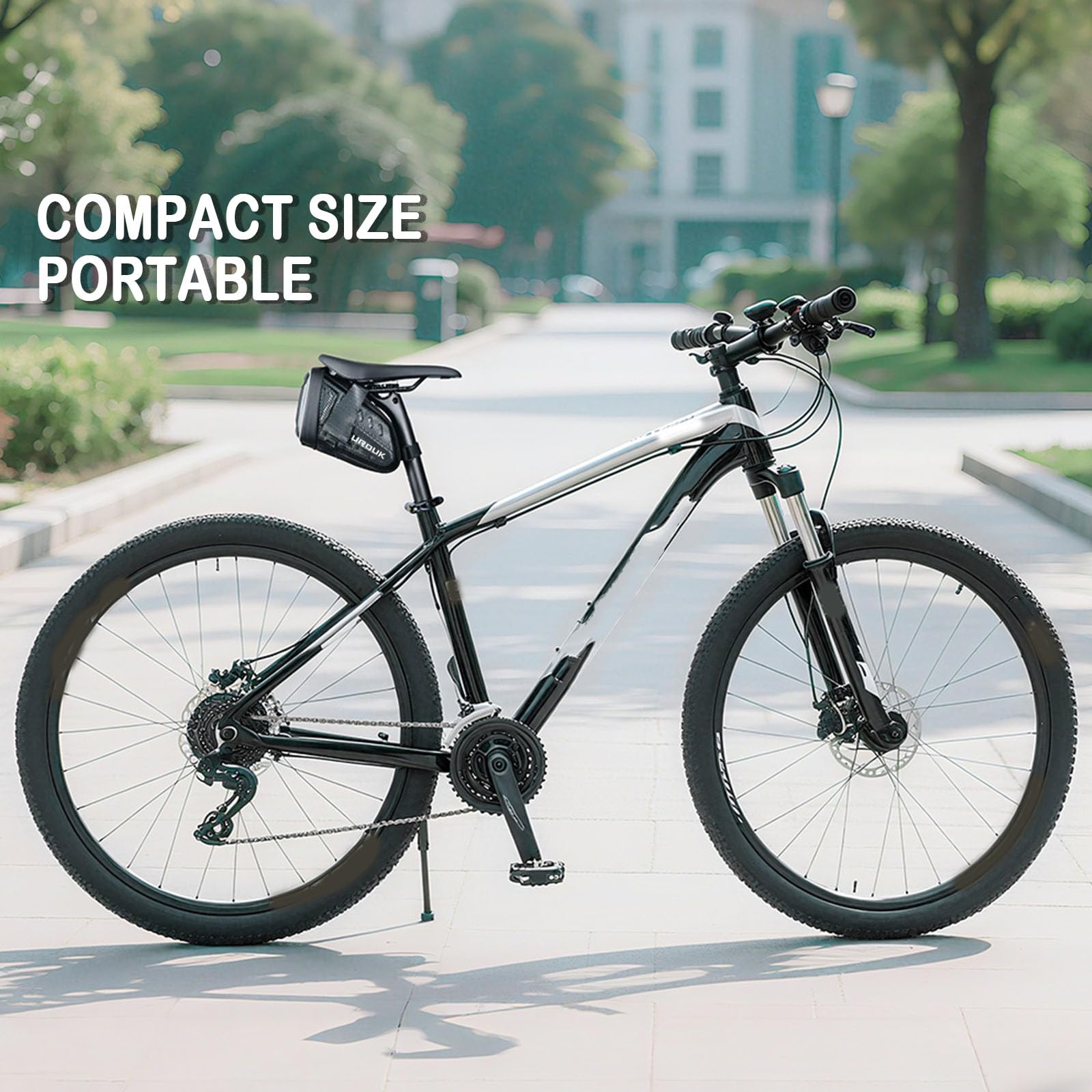 Borsa Sottosella per Biciclette e Bici MTB,Bolsa Sillín con Strisce Riflettenti，Materiale in EVA,Colore in Nero 1.5L