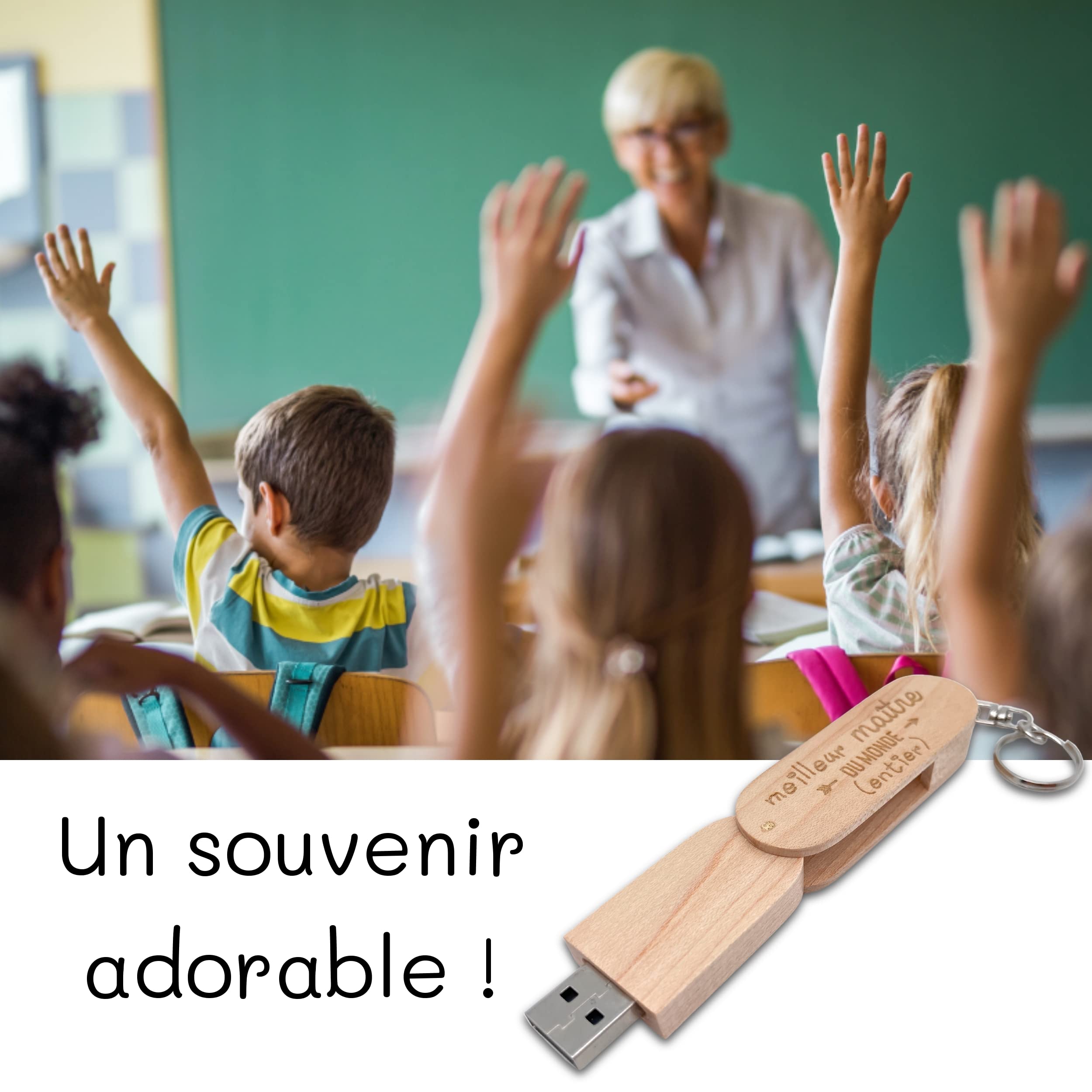 Ernestine - Clef USB 64GB - maître Original - Cadeau de Fin année Scolaire et Occasion - Cadeau école Maternelle Primaire - idée Enfants Professeur - Cadeau instituteur institutrice utile école