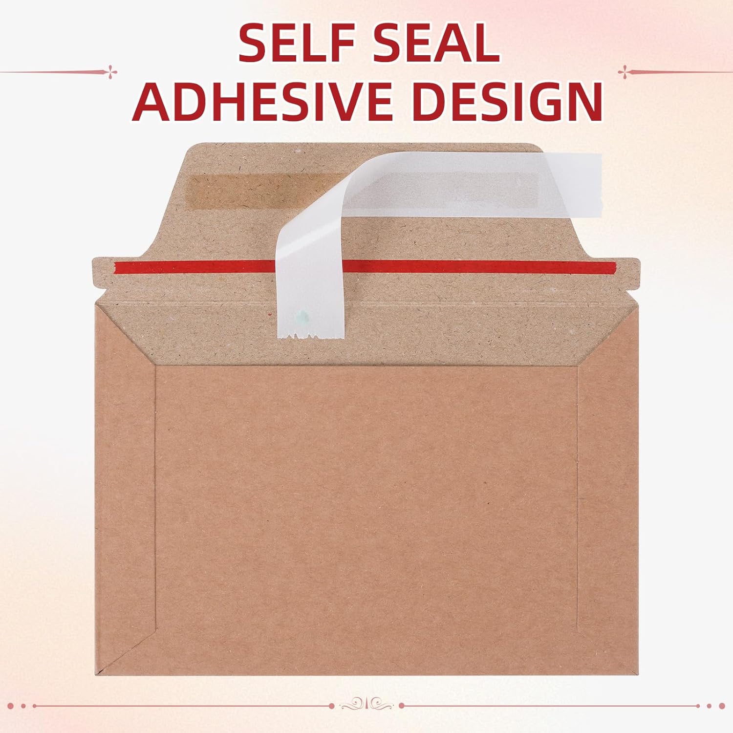 60 Pack 6.5" x 4.5" Self Seal Envelopes Photo Document Mailers, Stay Flat Brown Kraft Paper Rigid Mailers for 4x6 Cards, CD, Invitation, Postcard, Comic Book, Photos, Document - Image 4