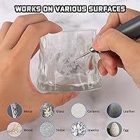 Vista 6 de Kit de Bolígrafo de Grabado Recargable Inalámbrico Grabador con 33 Puntas, 10 Plantillas, Mini Máquinas de Grabado Eléctrico DIY Herramienta