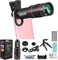 Kit de fixação de lente teleobjetiva para iPhone e lente de câmera de telefone Android com clipe de tripé, HD 28X para uso fácil e fotos impressionantes para visualizações além de 3 metros
