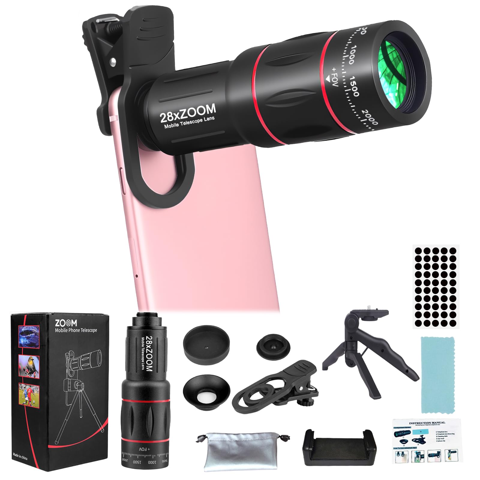 Version Telephoto 28X Camera Lens Accessories Kit for Cell Phone-image-7