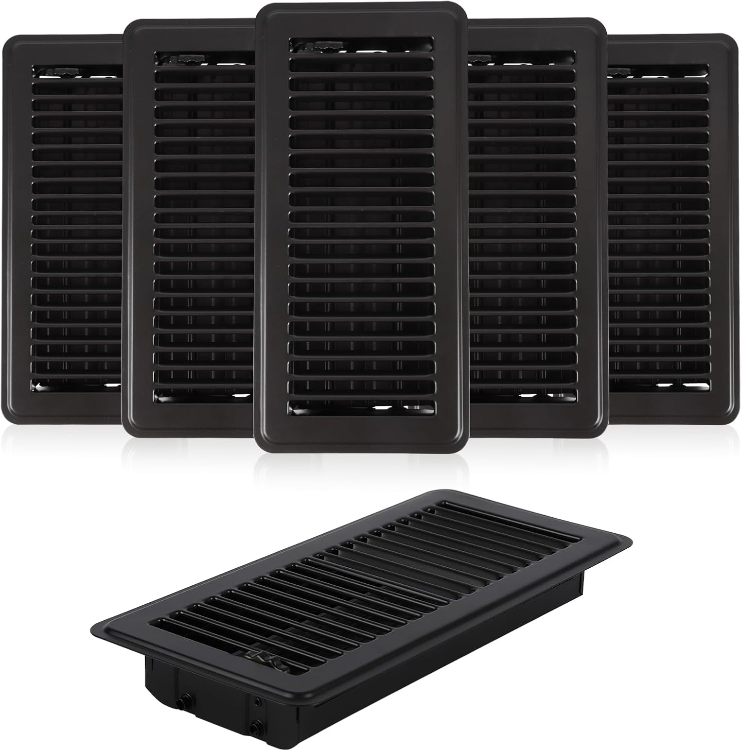 12 Pcs Black Floor Vents 4x10 Heavy Duty Metal Floor Vent Covers Vent Covers for Home Floor with Adjustment Damper Rust Proof Finish for Home Office Wall Floor Registers Grilles and Vents