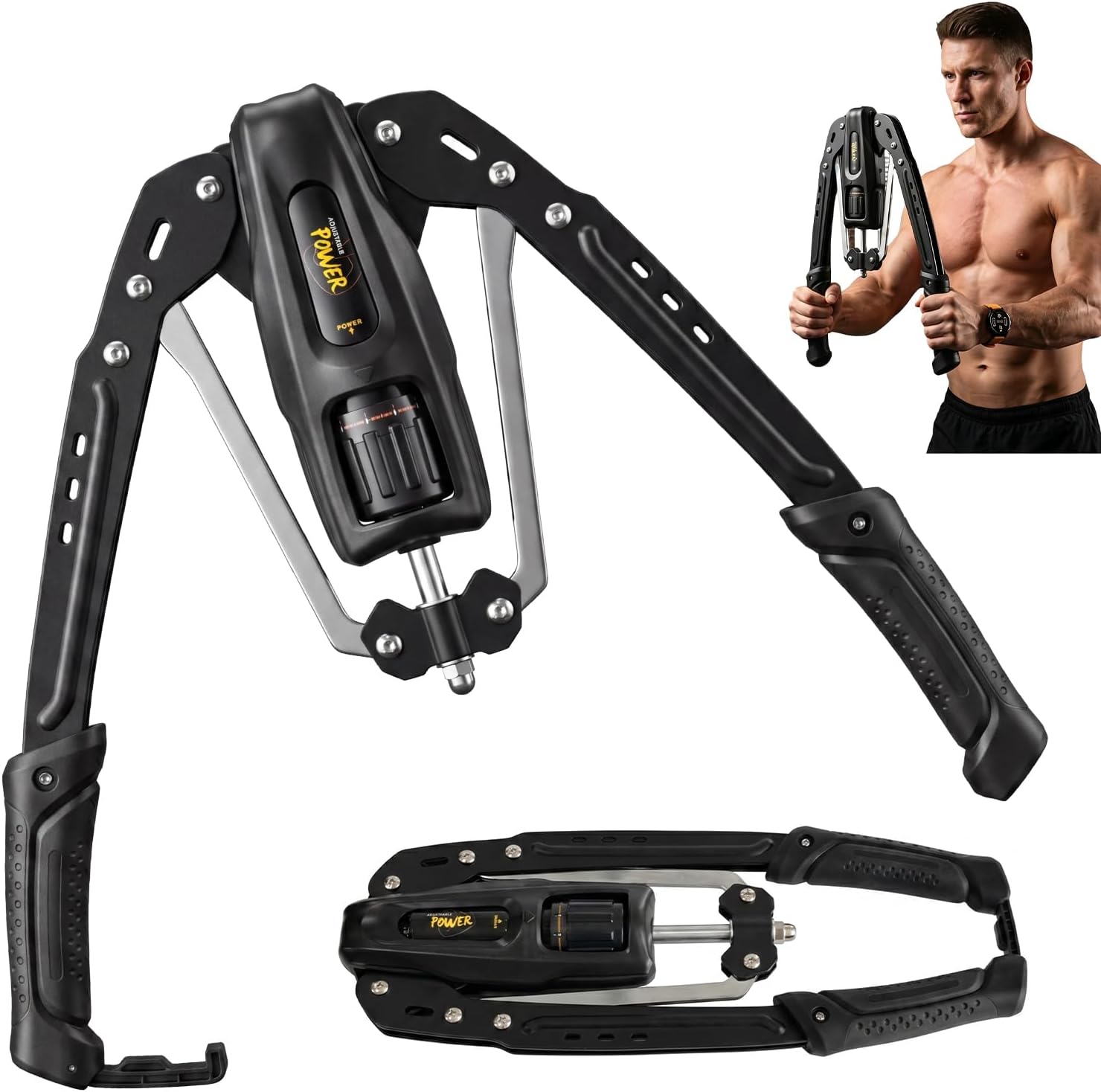 Twister Arm Trainer, Adjustable 22-440lbs Hydraulic Power Chest Workout Equipment, Muscle Trainer for Chest, Shoulder & Arm Strength Building, Black