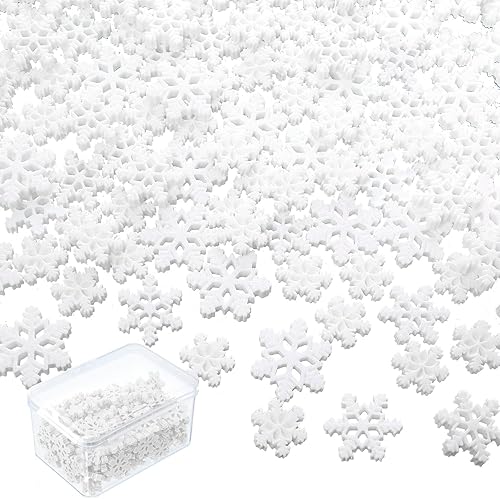 Sawysine 150 piezas de mini copos de nieve para manualidades, copos de nieve de resina con purpurina, adornos de plástico pequeños de copo de nieve
