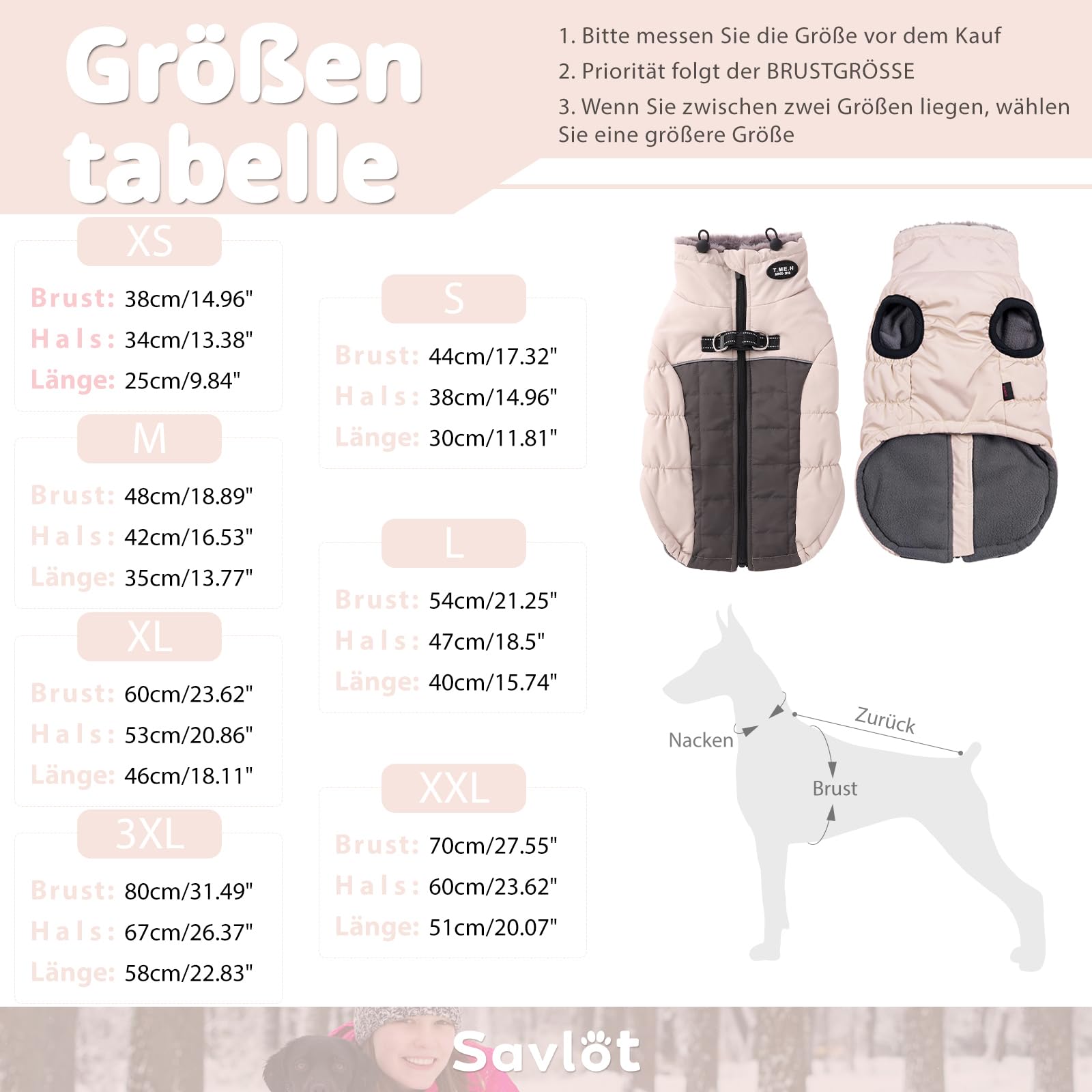 Savlot Hundejacken für den Winter Winddicht Wasserdicht 2 in 1 Outfit Kaltwettermantel Hundewestengeschirr Welpen Winter Warme Jacke Kleines (XL, Weiß)