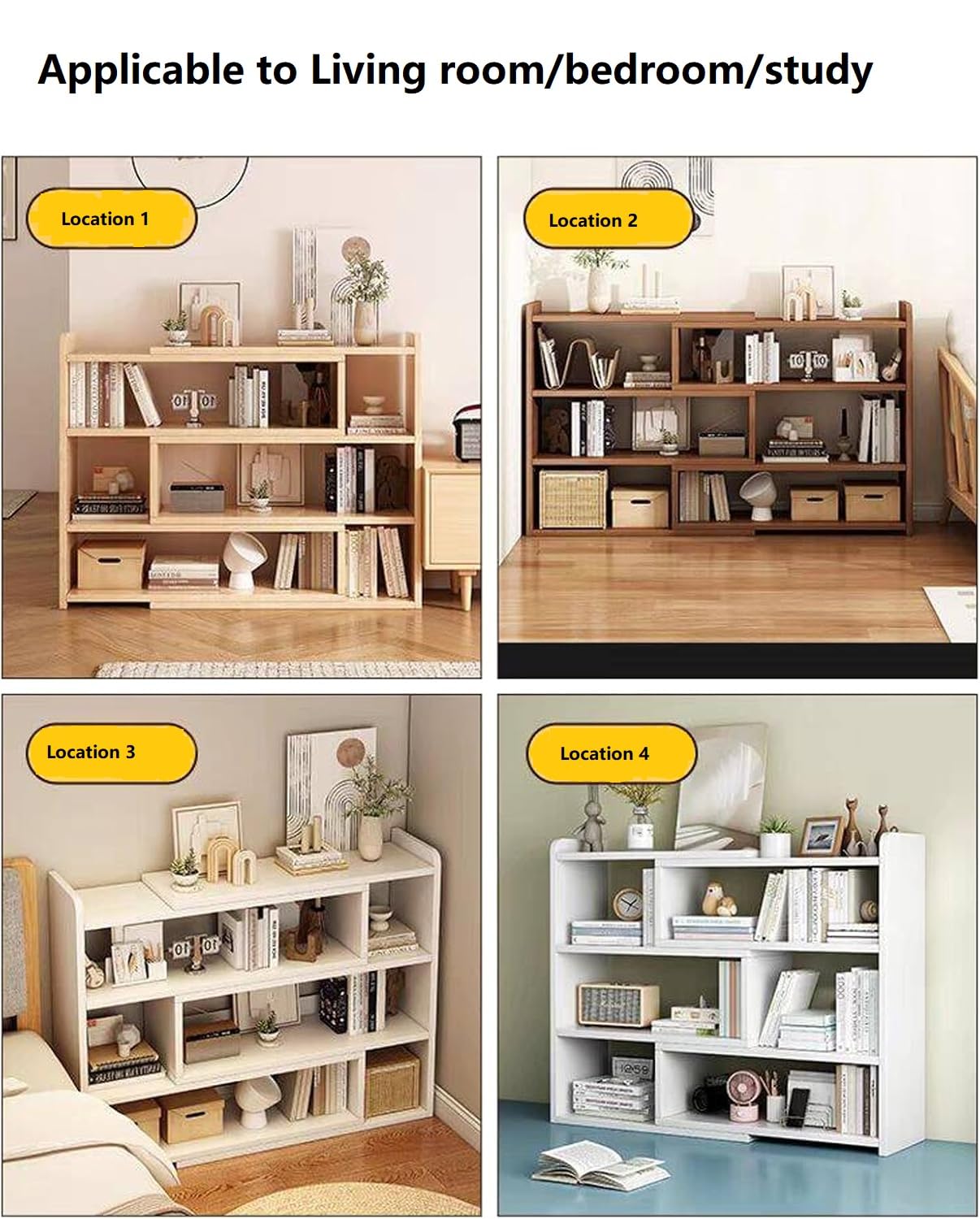 Photo 1 of ?????? Wooden Extendable Bookcase, 4-Tier Bookshelf with Adjustable Width, MDF Bookcase for Corner or Small Space, Storage Organizer for Living Room, Bedroom or Home Office, Oak