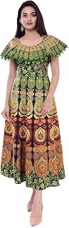 Ganika Creation Casual Cotton Long Maxi Dress for Women with Pom Pom