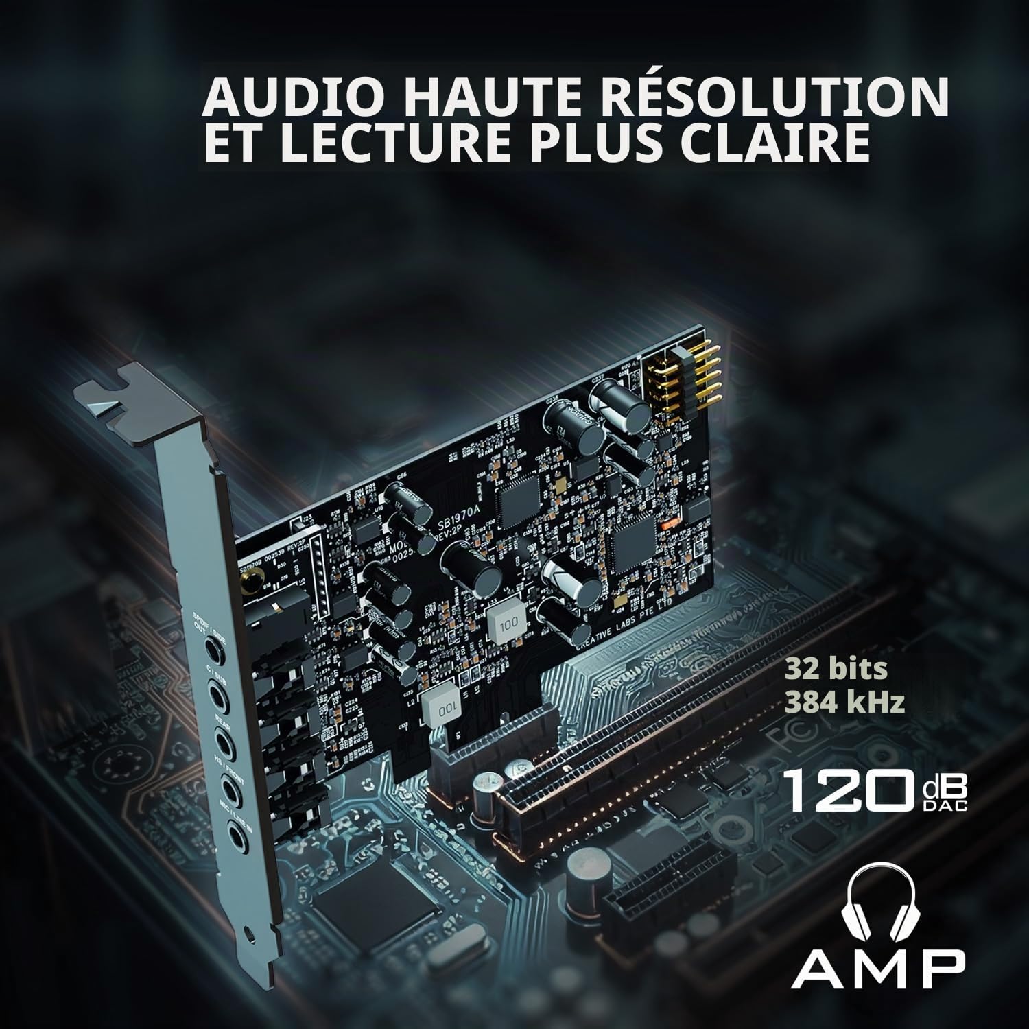 CREATIVE Sound Blaster Audigy FX Pro – Carte Son PCIe Haute résolution avec Son Surround 7.1 Discret et virtuel, et AutoEq pour PC