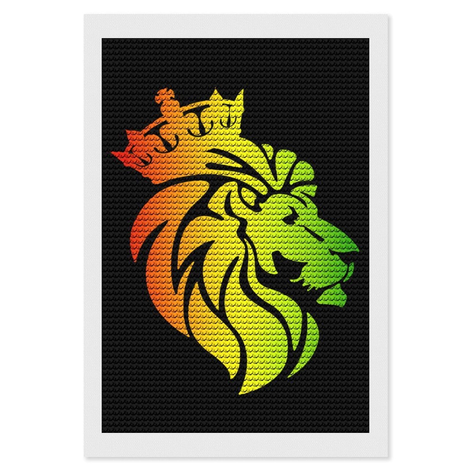 Nclqvjxzkhw Style Rasta Lion Crown Cool Diamond Art Painting For Adult Round Diamonds Pictures Arts Crafts Home Wall Decor 8"X12"