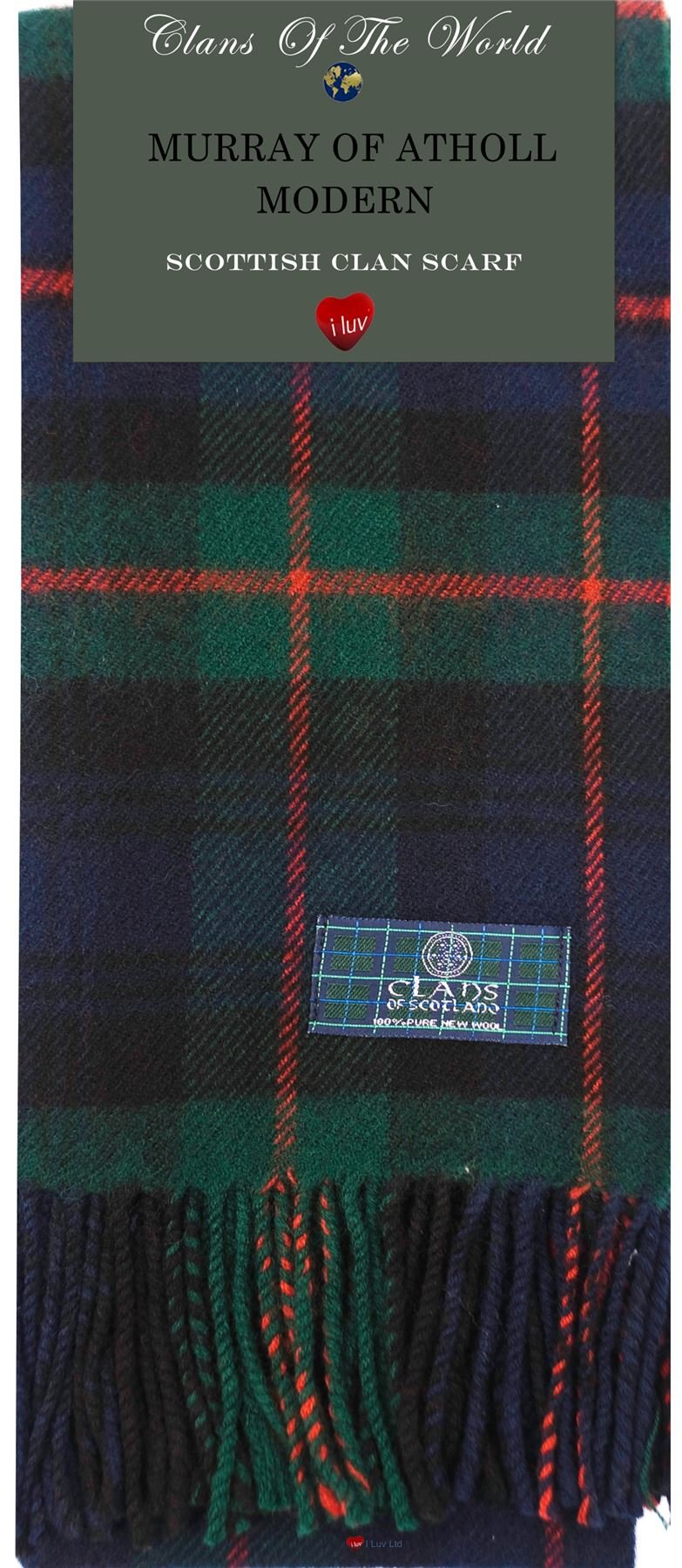 I LUV LTD Murray of Atholl Modern Tartan Clan Scarf 100% Soft Lambswool