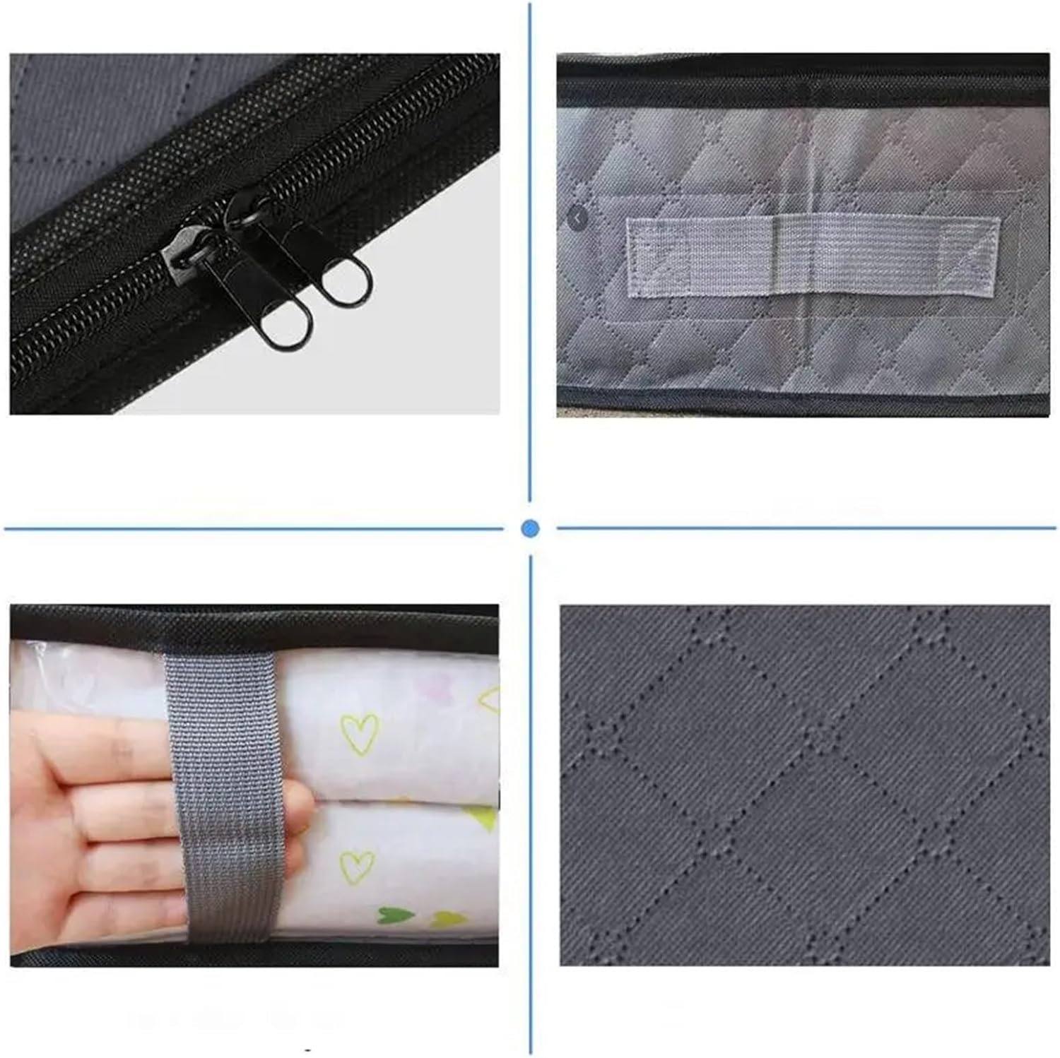 Under Bed Storage Containers 1pc/2pcs Simple Zipper Underbed Storage Bag, Foldable Organizer With Window, Lightweight Clothes(Grey-2Pack)