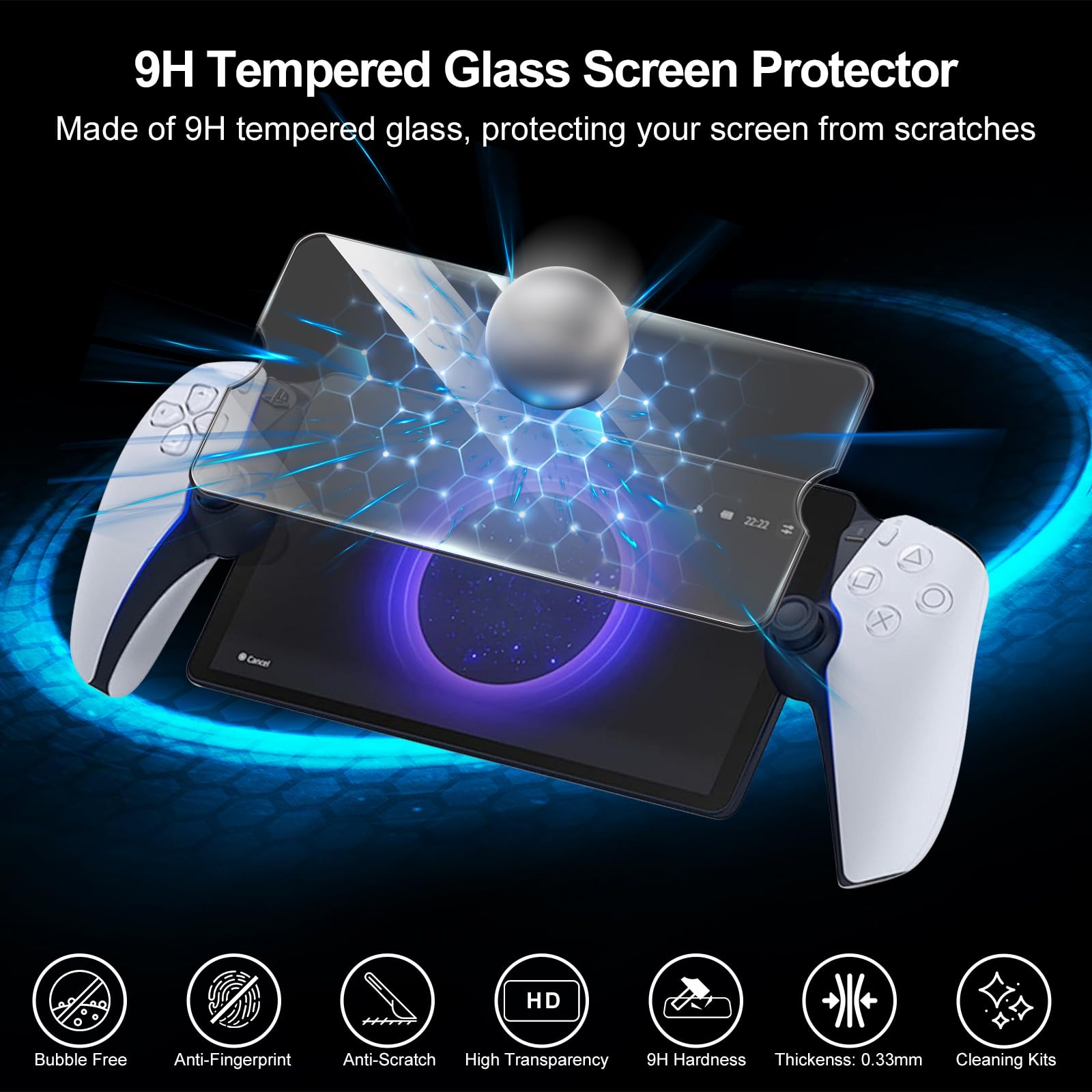 Étui de Protection pour Playstation Portal, iulrtba Housse de Transport Rigide pour PS5 Portal, Housse de Protection avec Kickstand pour PS5 Portal Accessoires, 2 Verre Trempé, 4 Capuchon de Joystick