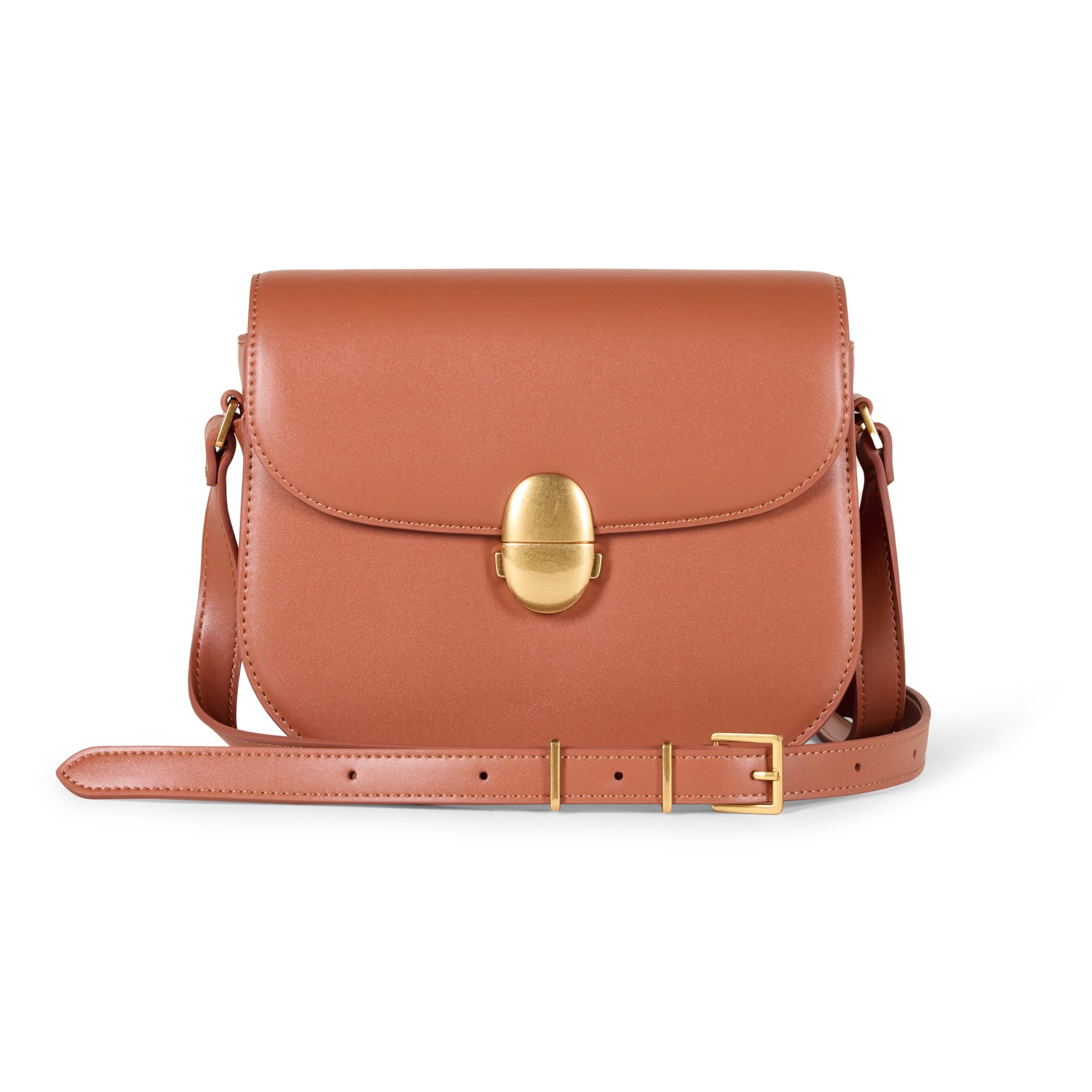 Amazon Essentials Womens Vegan Leather Crossbody Flap Bag with Adjustable Strap