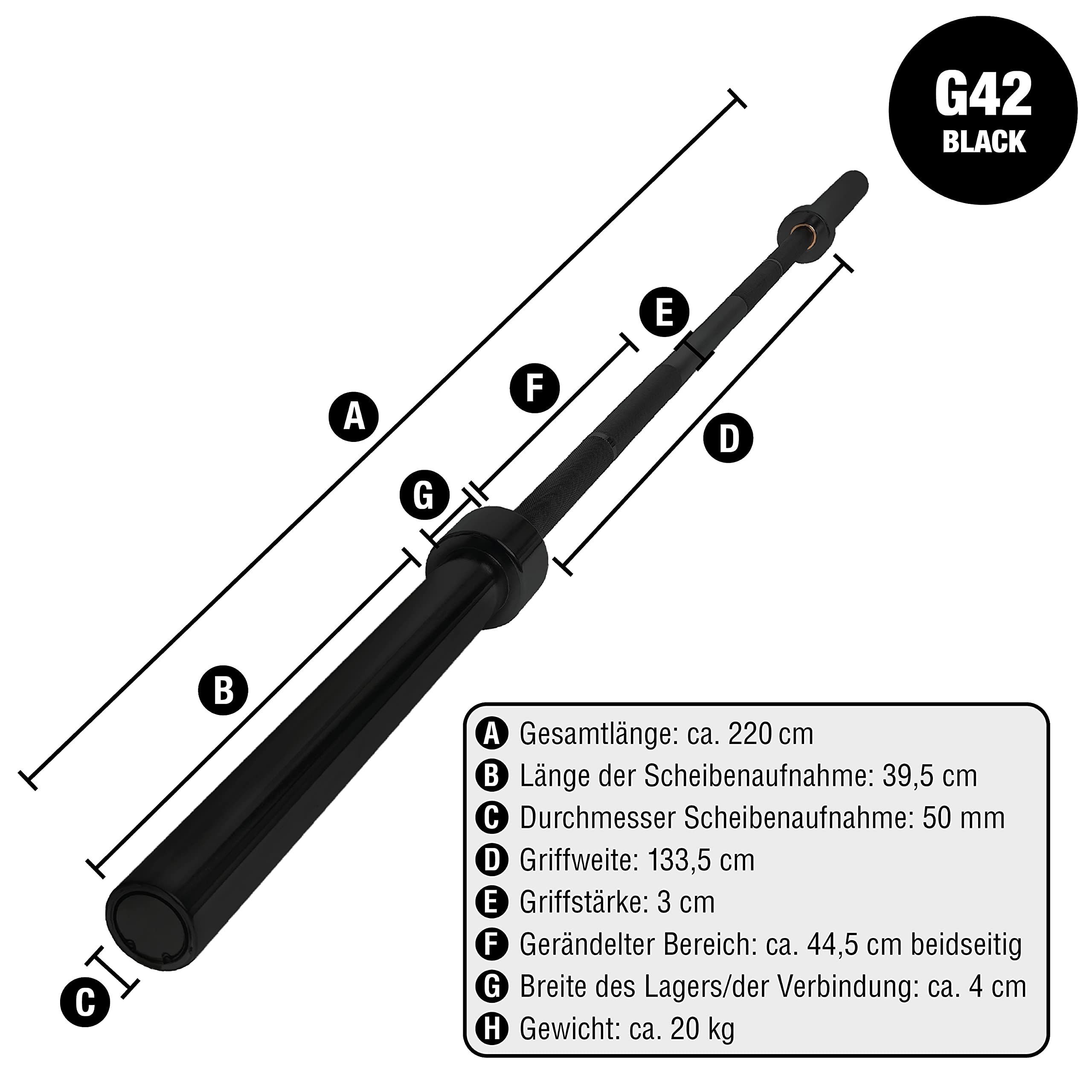 C.P. Sports Olympia Langhanteln, SZ-Stangen, Trizepsbomber | für Scheiben mit 50 mm Bohrung | Stahl massiv, schwarz | inklusive Federfeststeller | für Bodybuilding, Gewichtheben, Kraftsport, Fitness