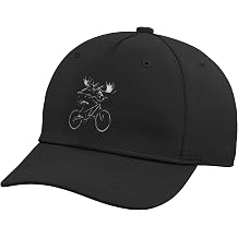 Moose Riding Mountain Bike MTB Bicycle Funny Cyclist Adjustable Printed Baseball Hat, Black