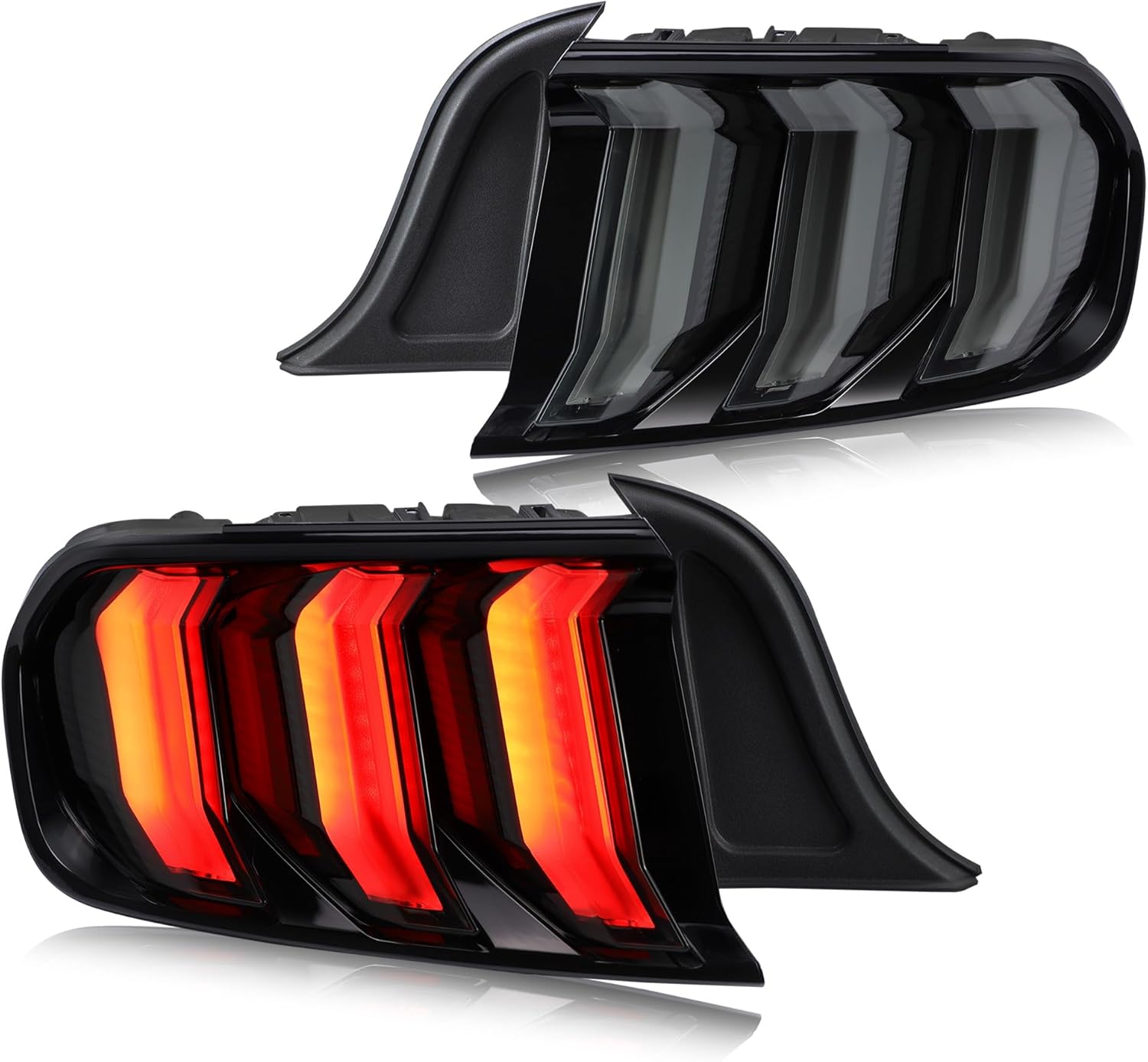 VLAND LED Tail Lights Compatible For Ford Mustang 2015-2023 6th Gen (Sixth generation), With Five Modes Turn Signal, Driver & Passenger Side, Smoked Style