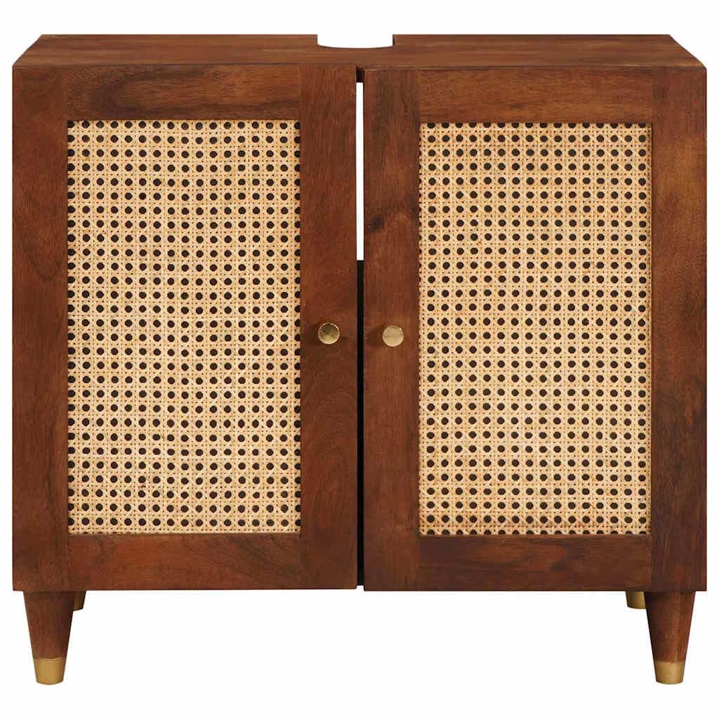 Szafka łazienkowa z półką z drzwiami brązowa 62 x 33 x 58 cm, wytrzymały organizer łazienkowy z dużym schowkiem, łatwy montaż i nowoczesne wzornictwo do wnętrz,