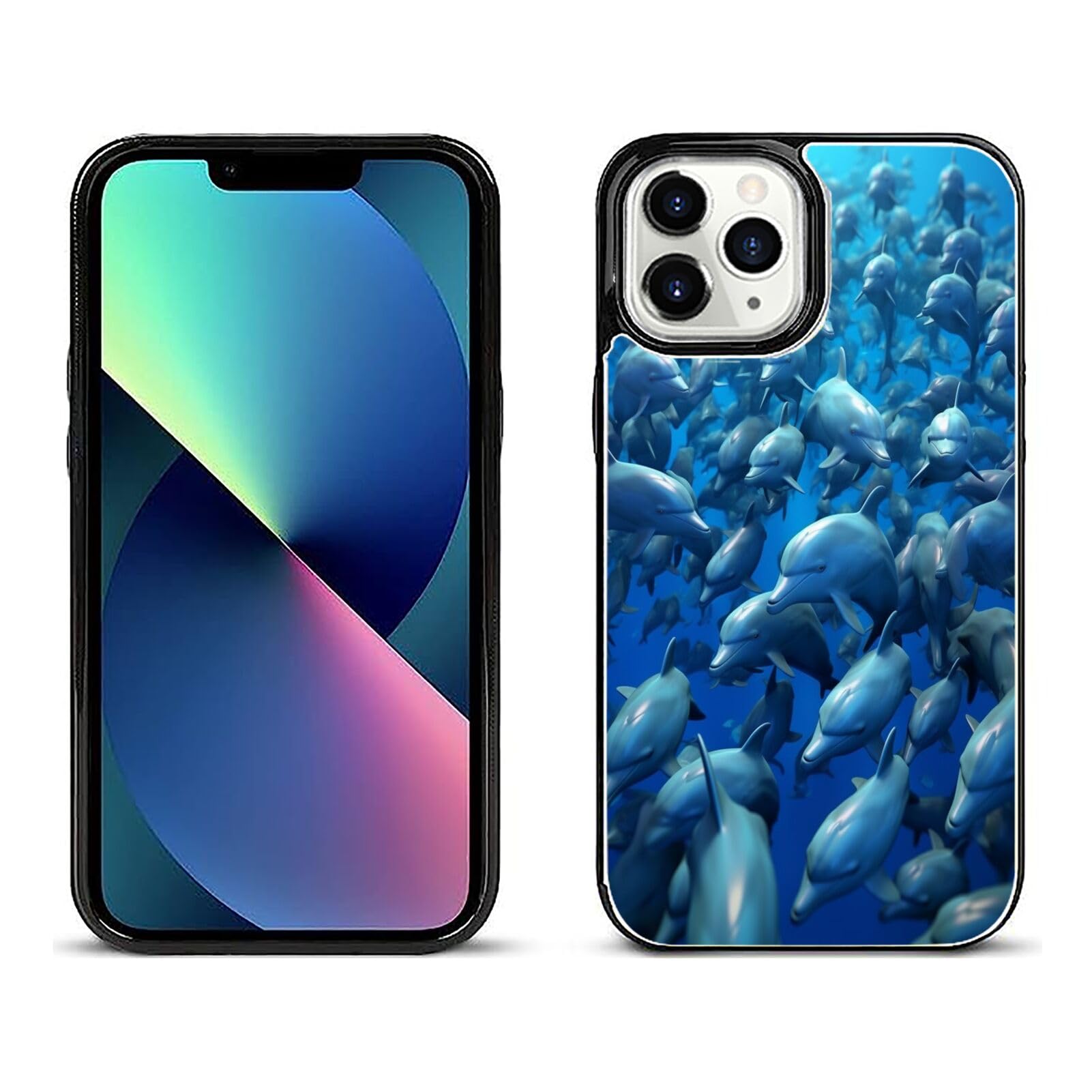 SANTUO Card Wallet Phone Case for iPhone 12 Pro Max with Dolphin-aa1061 - Kickstand - Secure Magnetic Closure - Multiple Card Compartments and Cash Pocket - Drop Protection