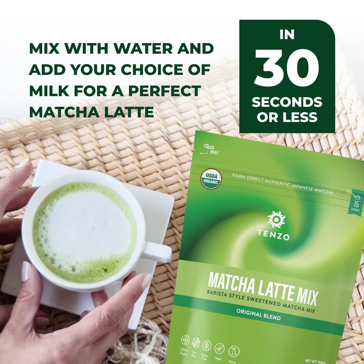 Amazon.com: Tenzo Matcha Green Tea Powder, Organic Cafe Sweetened