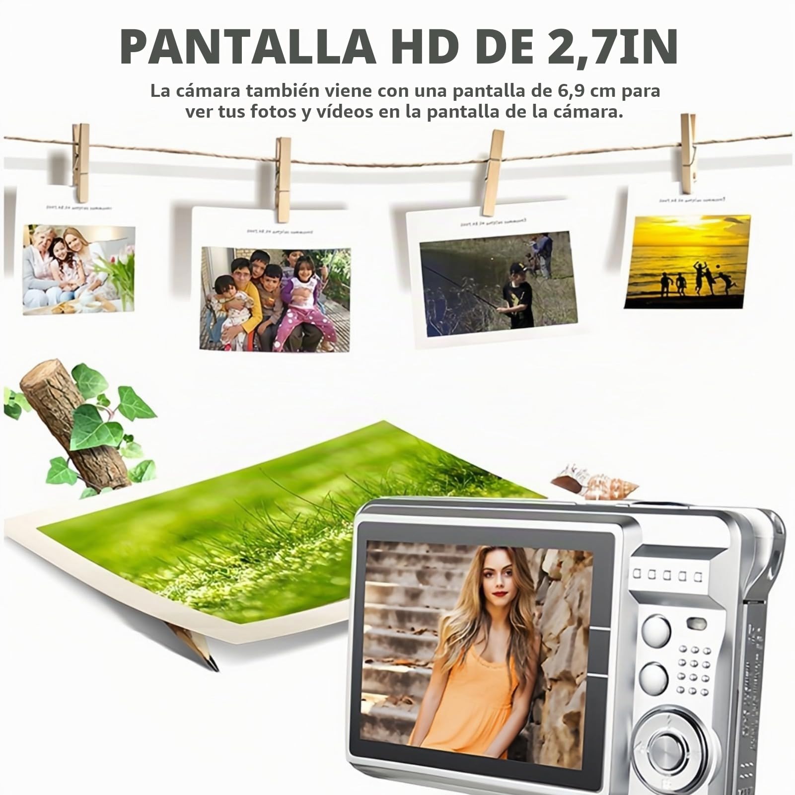 Cámara Digital para Adolescentes, 4K 48MP Ultra HD Point and Shoot Camera, 2.7in LCD Recargable Estudiantes Cámara Compacta con Zoom Digital 8X, Mini Cámaras Vlogging Regalo para (Azul)