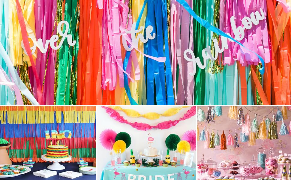 Image of Pink Crepe Paper Streamers 4 Rolls 328ft, Pink Peach Crepe Paper Party Streamers, Crepe Papers for Birthday Wedding Baby Shower Graduation Party Christmas Halloween Decorations (1.8Inch x 82Ft /Roll)