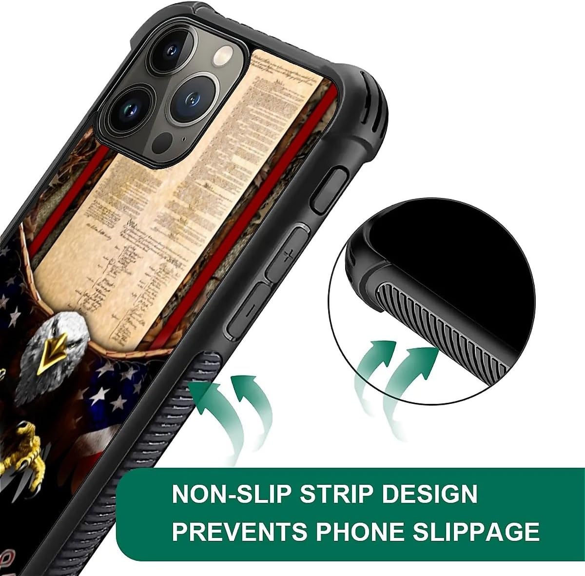 DJSOK Compatible with iPhone 16 Pro Max Case，Design Pattern Back Bumper Anti Scratch Reinforced Corners Soft TPU Caver,Cases for Men Women-Classic American Old Flag We The People Eagle - Image 5