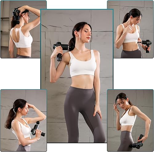 Miniatura 9 de Dr. Aid Pistola de masaje  Pistola masajeadora muscular de tejido profundo para aliviar el dolor, 8 cabezas, niveles inteligentes de 9 velocidades