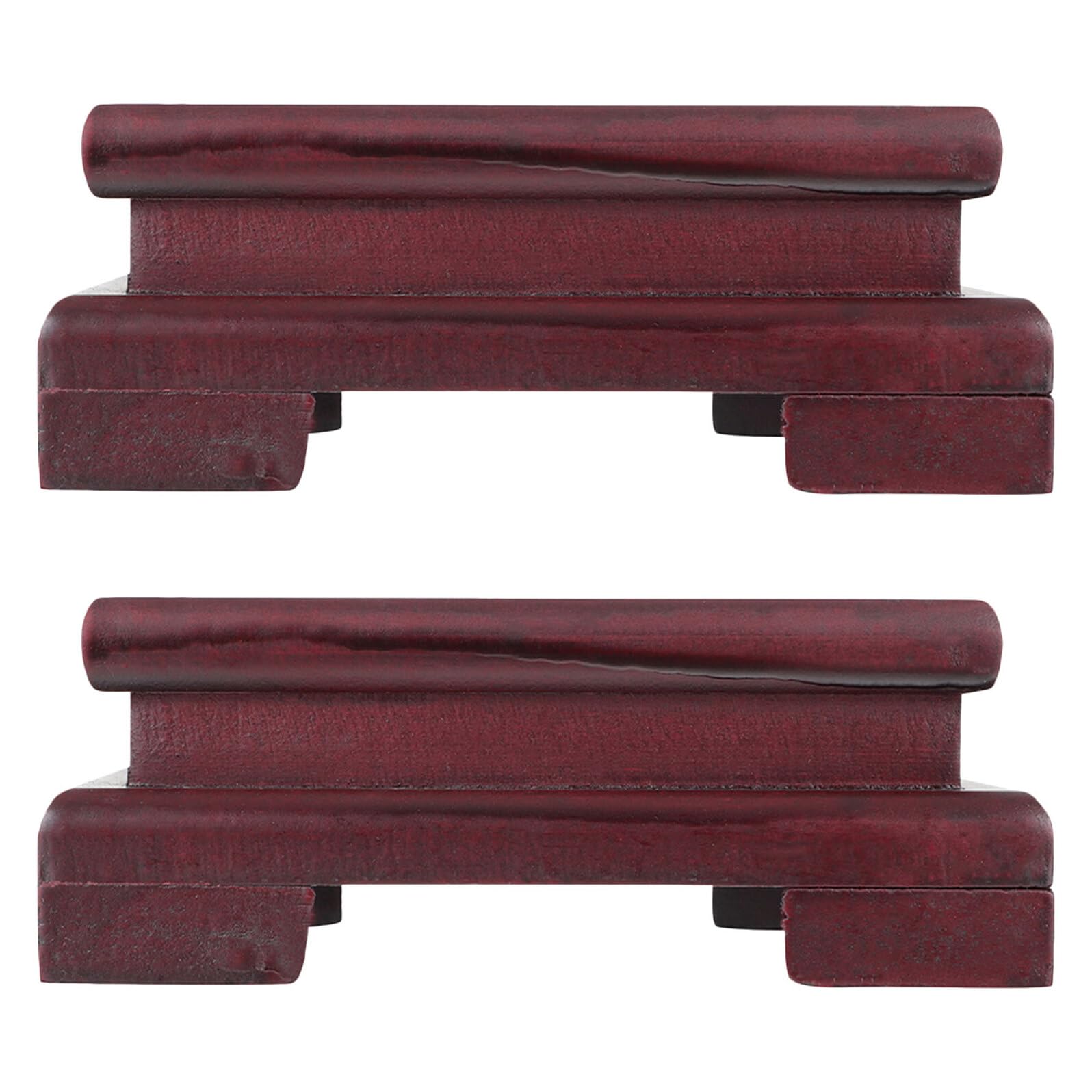 Socle de Présentation Carré Rouge en Bois, Lot de 2 Pièces