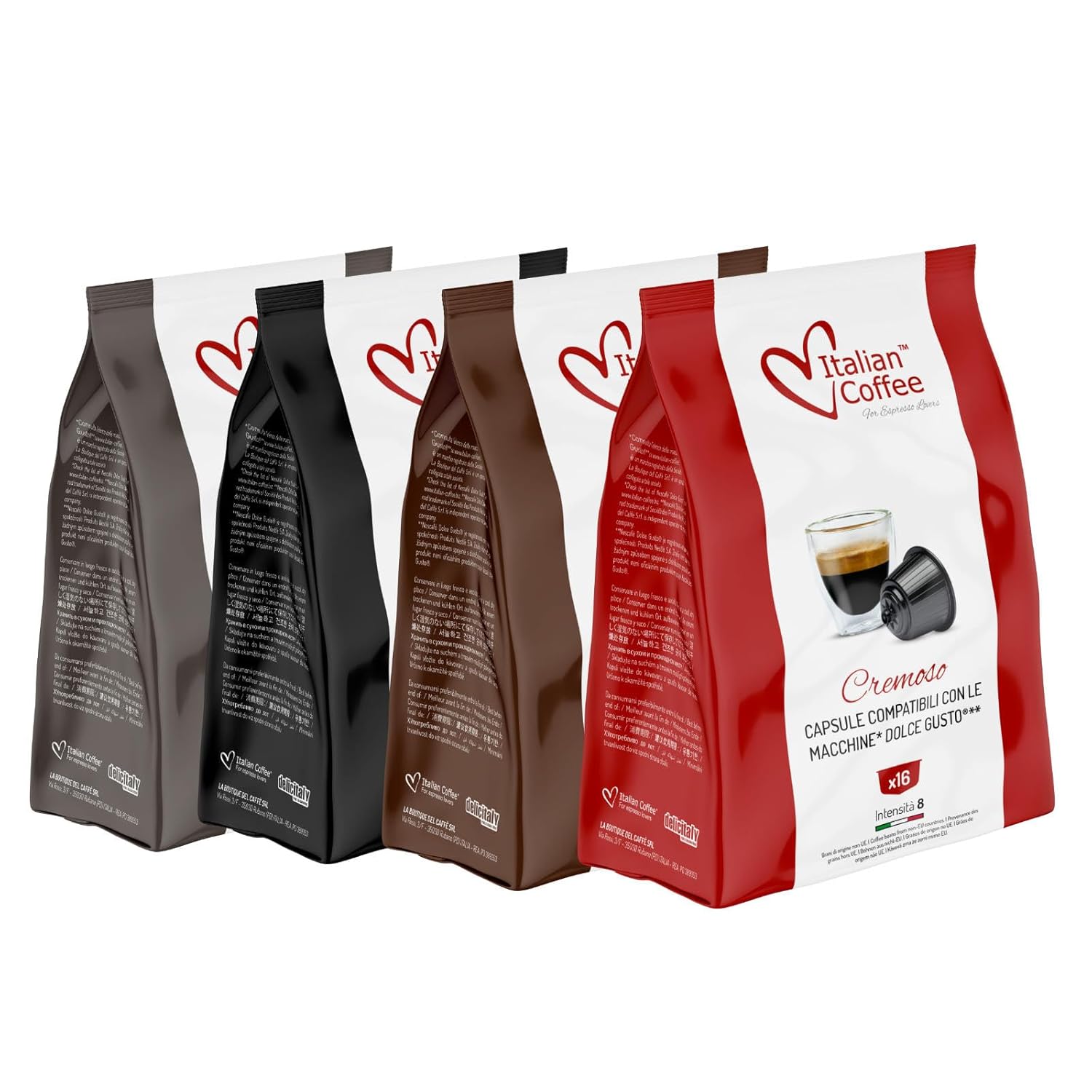 Italian Coffee for Espresso Lovers capsules compatible with Dolce Gusto machines (Espresso Sampler with 4 blends, 1 Count (pack of 64))