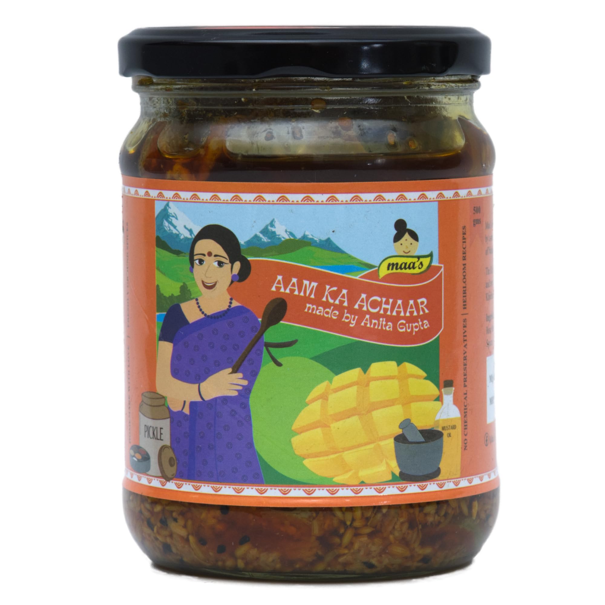 Maas Traditional Aam Ka Achar 100% Homemade No Preservatives No Color Added | Mango Pickles with Mustard Oil & Rock Salt Tasty Aam Ka Achar | Glass Jar (500gm) (B0CM5XFD8D) Amazon Price History, Amazon Price Tracker