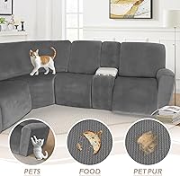 Vista 7 de Arfntevss Sectional Recliner Couch Covers Velvet Washable Corner Sectional Sofa Cover for Reclining Stretch Soft Thick L Shape Recliner Slipcover