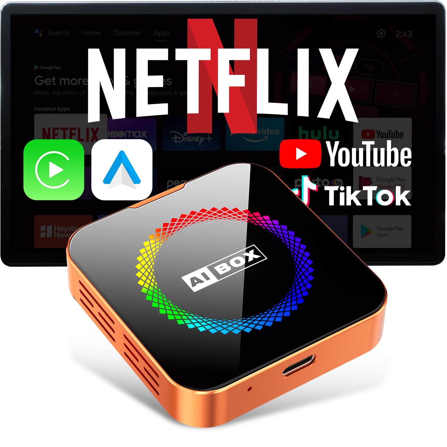 AI Box 3.0 2026 Upgrader Car Streaming Device with Netflix YouTube Prime Video Wireless Apple CarPlay & Android Auto Adapter USB Drive for OEM Wired CarPlay Cars-image-9