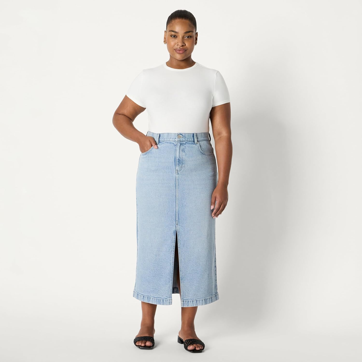 Amazon Essentials Women's Regular-Fit High-Rise Long Jean Skirt - Image 6